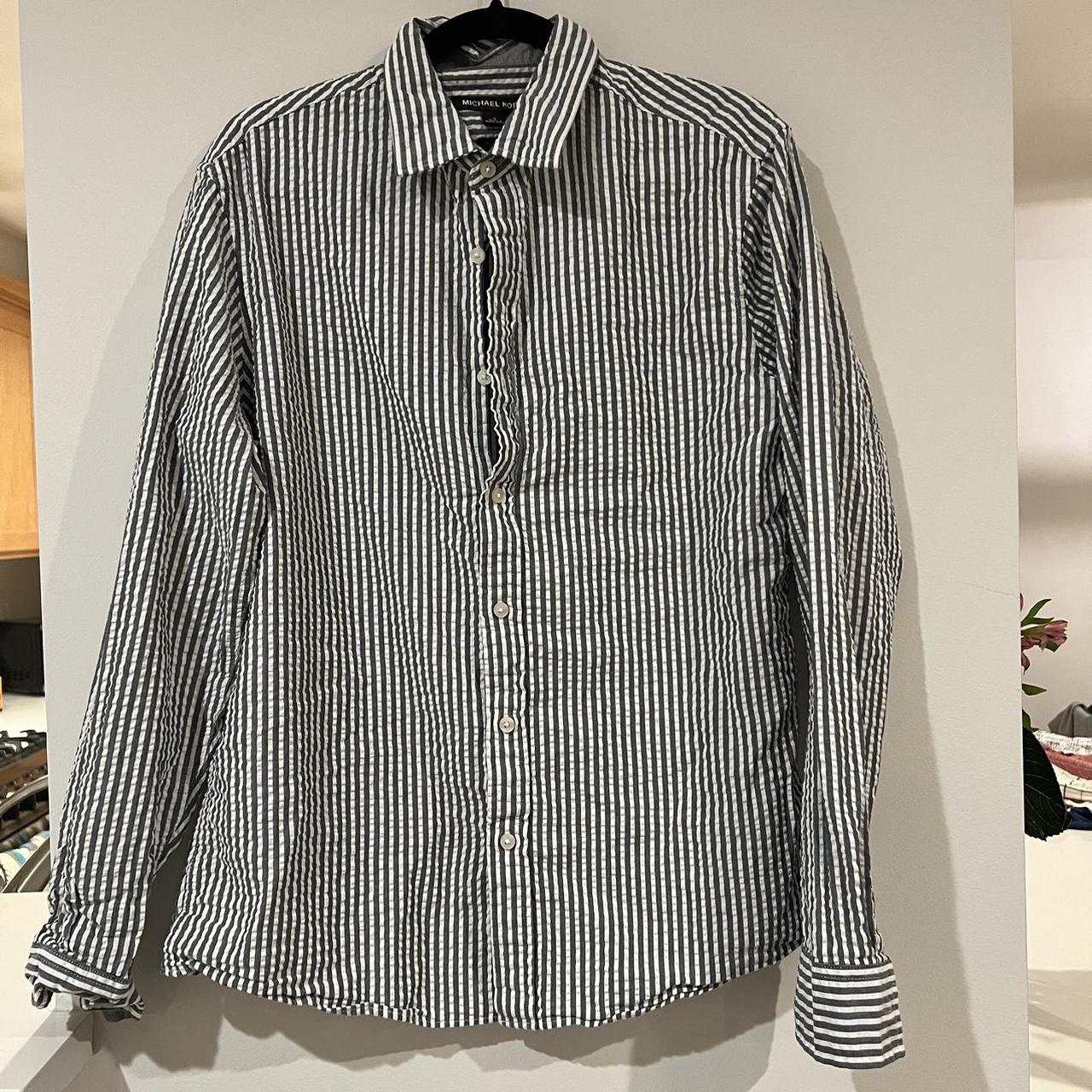 - Michael Kors Classic Fit Striped Button Down Shirt... - Depop