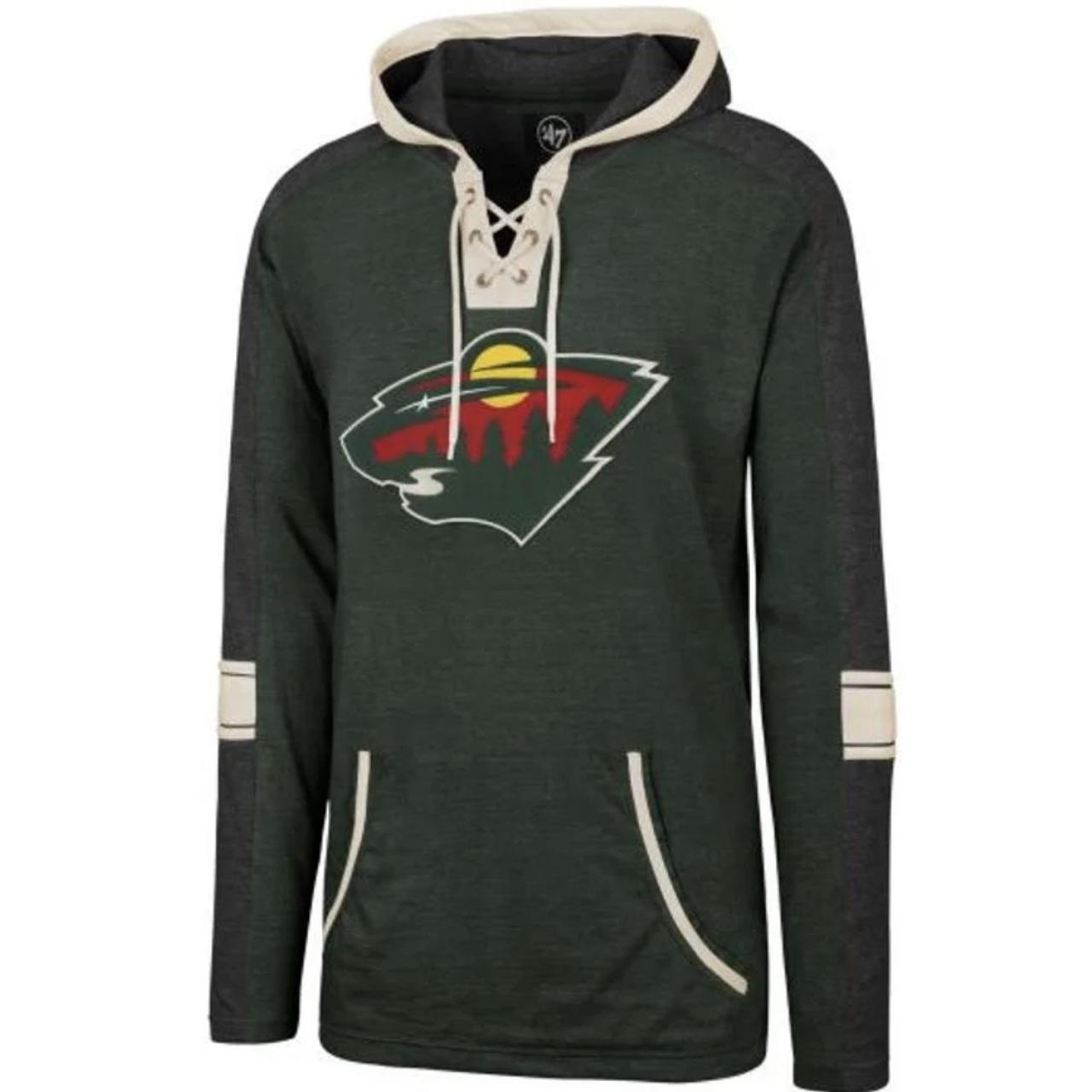 NHL MN Wild Hockey Lace Up Hoodie Size Small Chest - Depop