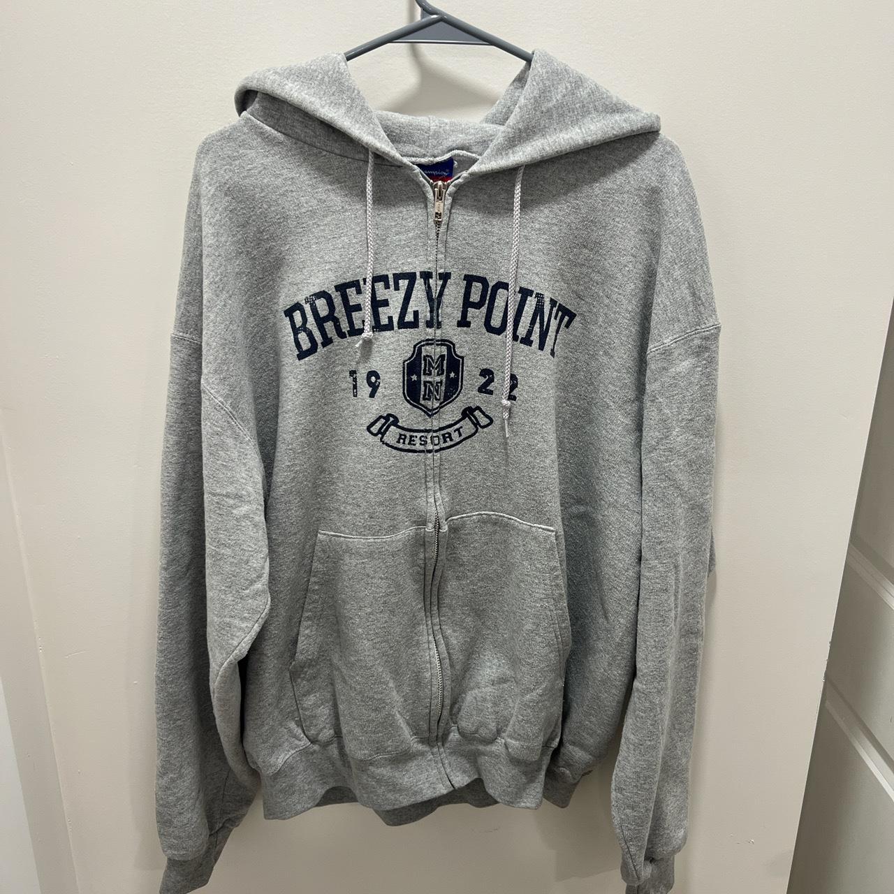 GREY CHAMPION ZIP UP HOODIE - Depop