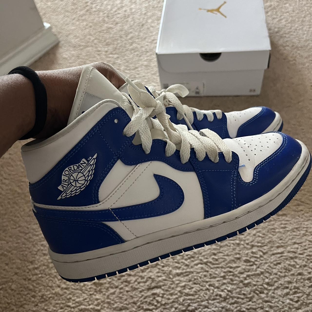 wmns air jordan 1 mid white blue