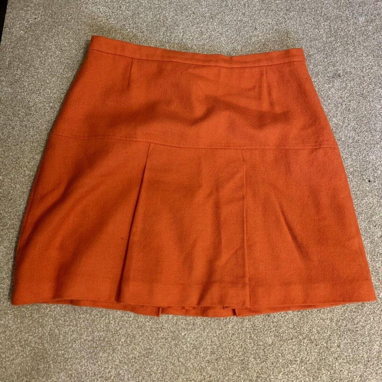 HOBBS Orange Wool Pleated A-Line Skirt Size 18