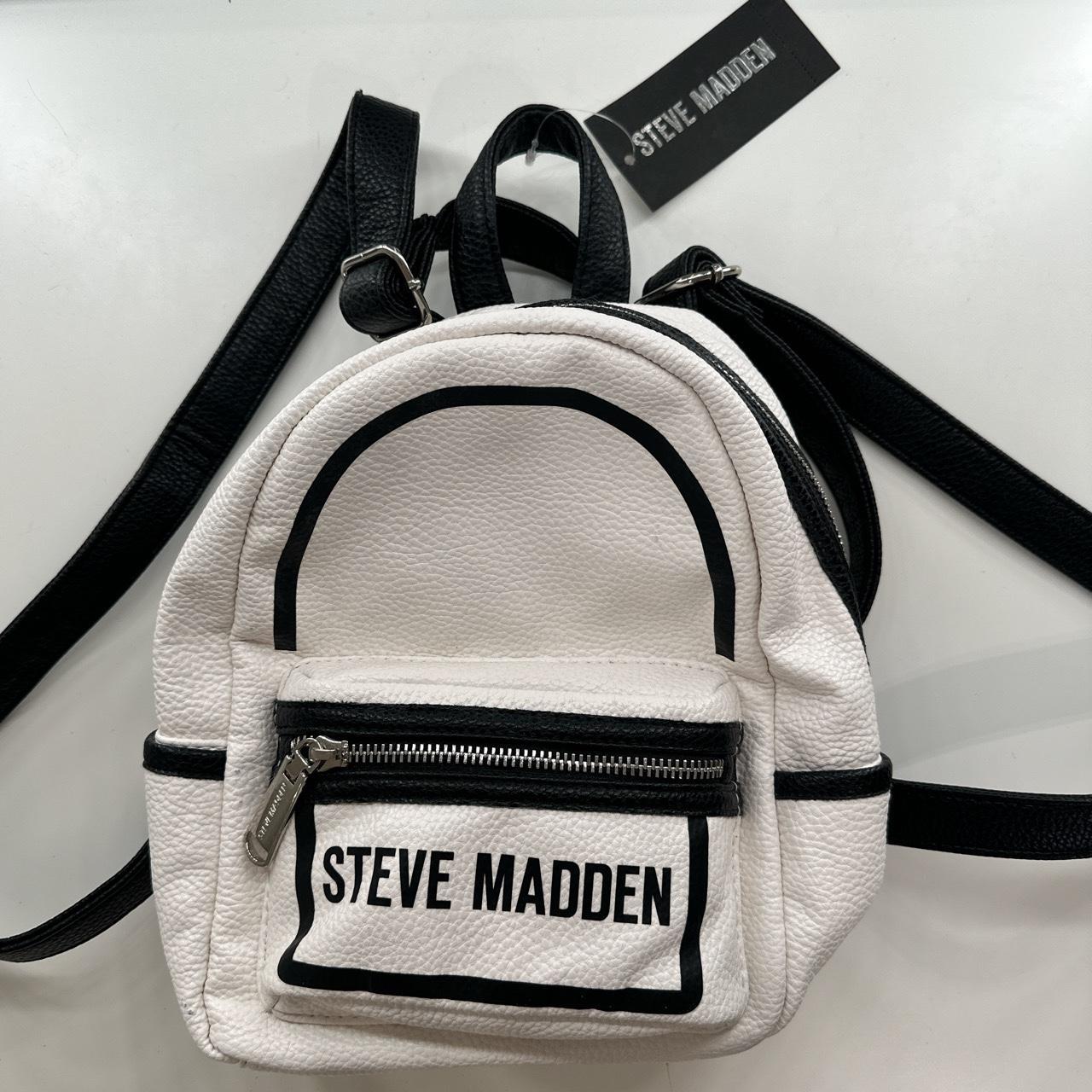 Steve madden black 2025 and white backpack