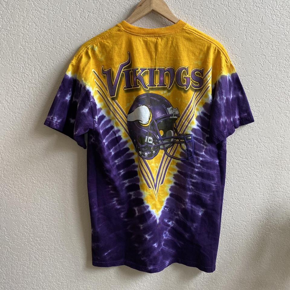 Y2k Minnesota Vikings Tie Dye Helmet Tee Majestic - Depop