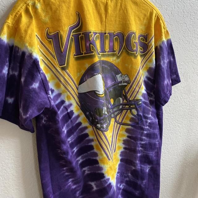 Y2k Minnesota Vikings Tie Dye Helmet Tee Majestic - Depop