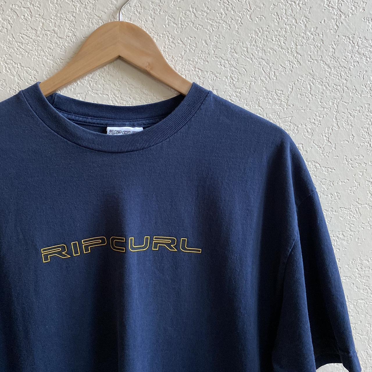 Rip Curl Men's Blue and Yellow T-shirt | Depop