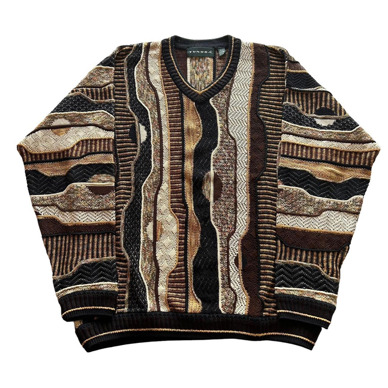 Vintage 90s essential coogi type tundra 3d knit... - Depop