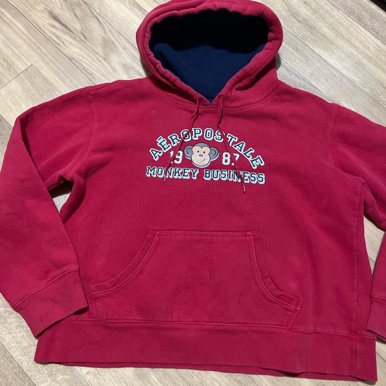 Aeropostale Women's Red and Navy Sweatshirt | Depop