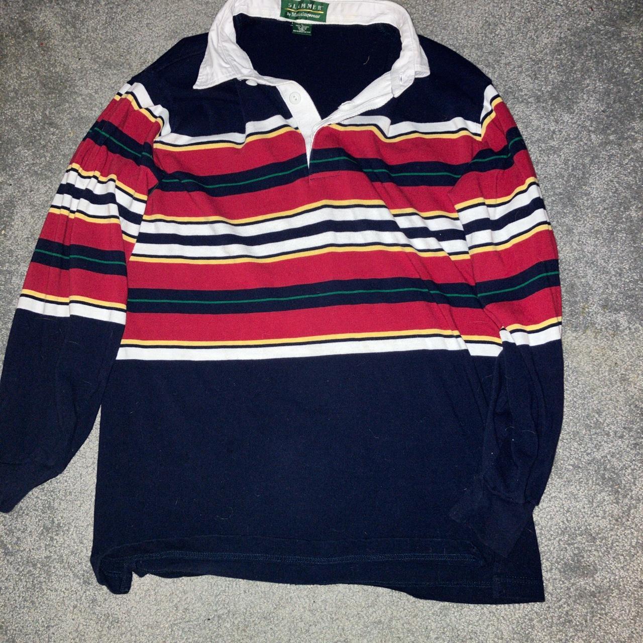 - collared striped long sleeve shirt - size large -... - Depop