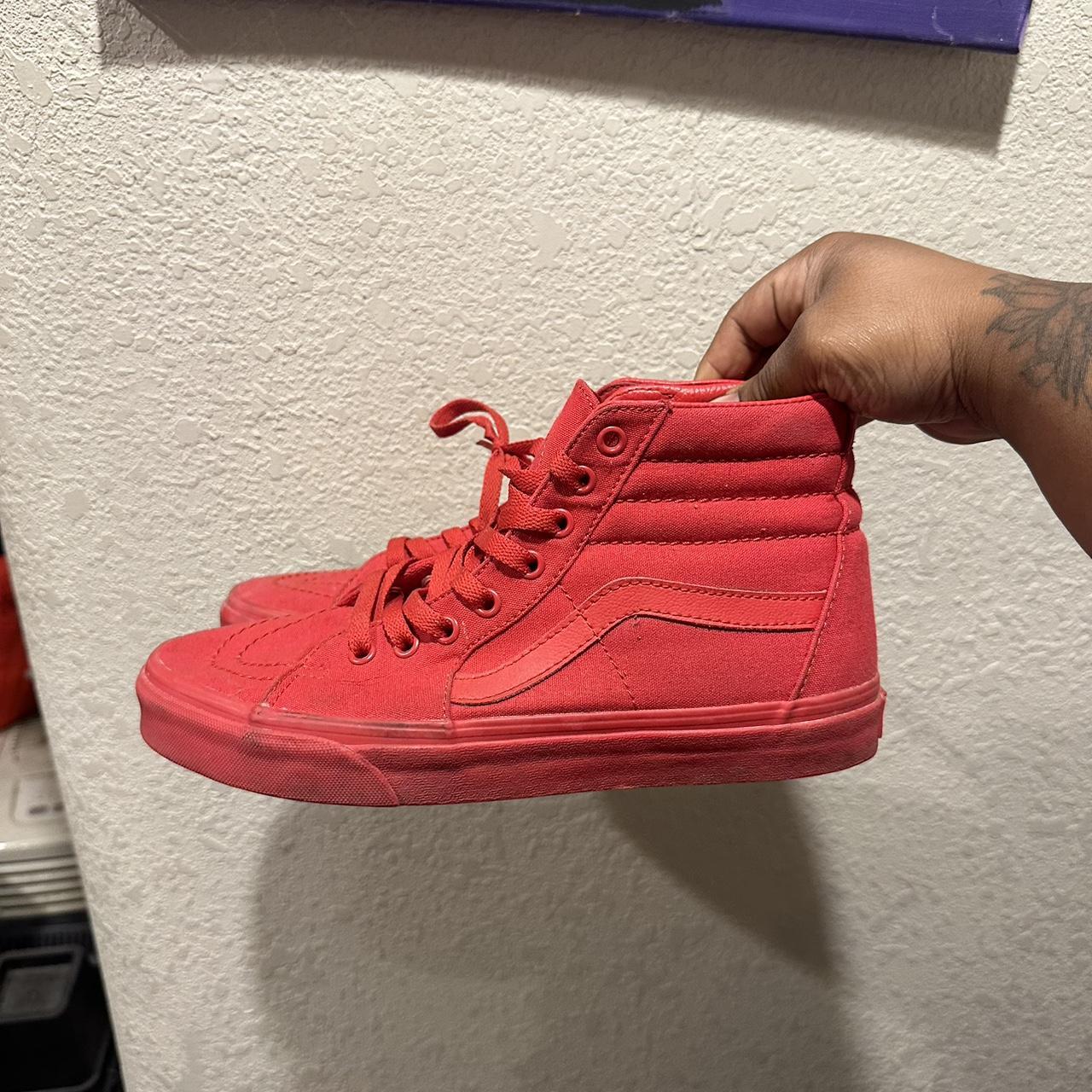 all red vans sk8 high us mens 7.5 slightly worn Depop