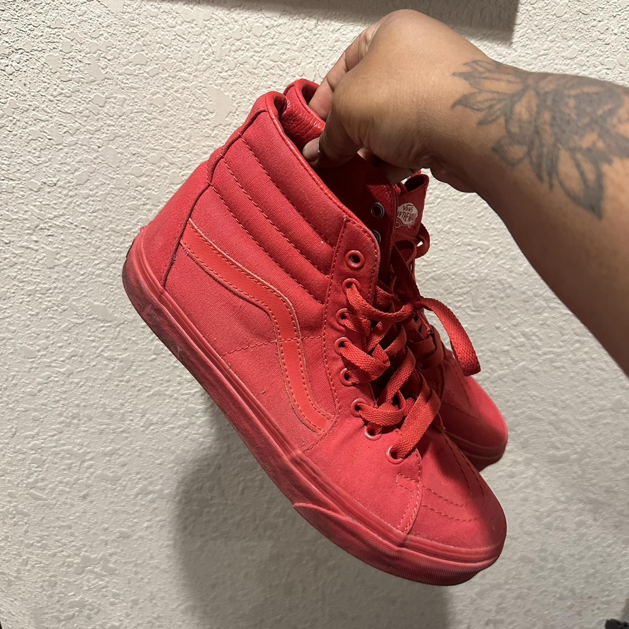 All red hi top vans on sale