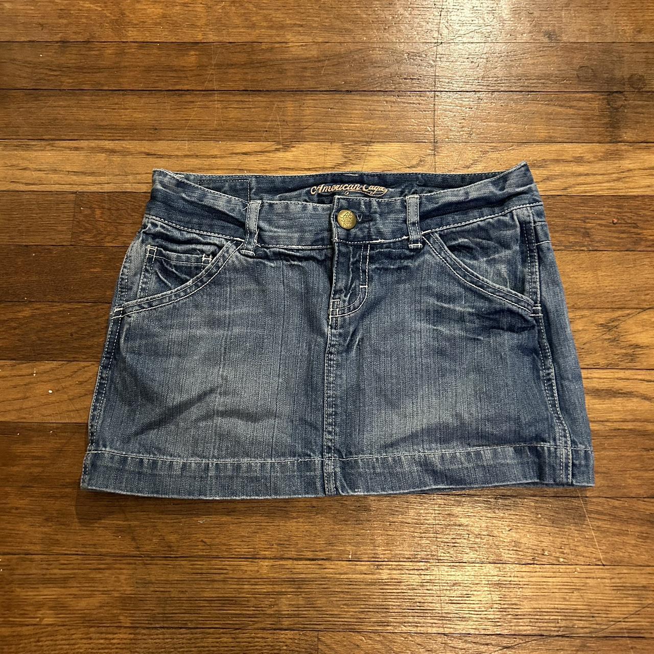 American Eagle Outfitters Women's Blue and White Skirt | Depop