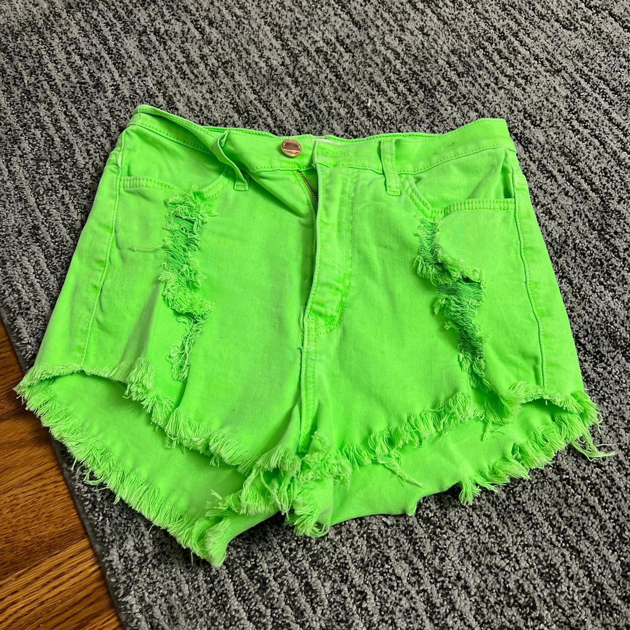 Neon green clearance jean shorts