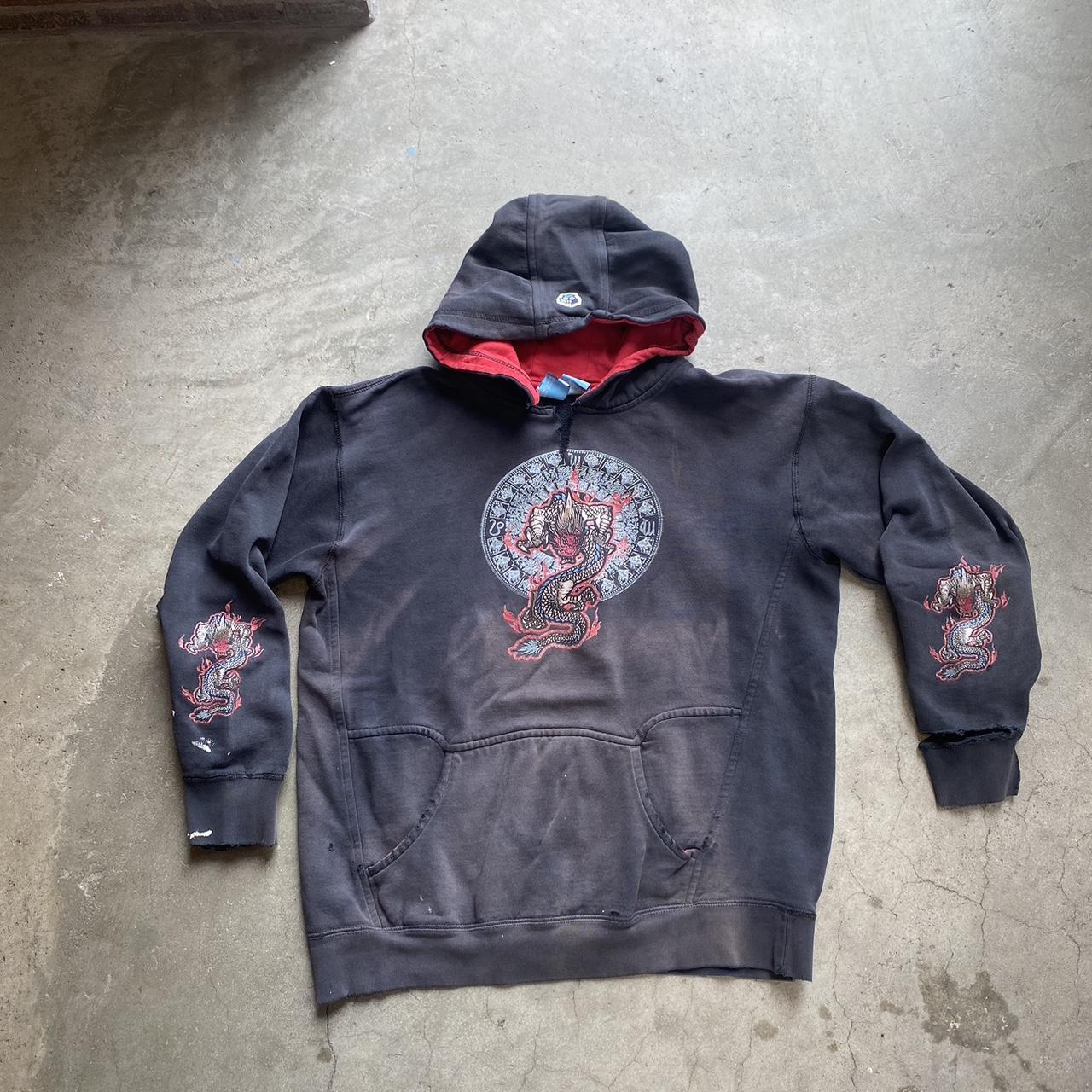 JNCO Men's Black and Red Hoodie | Depop