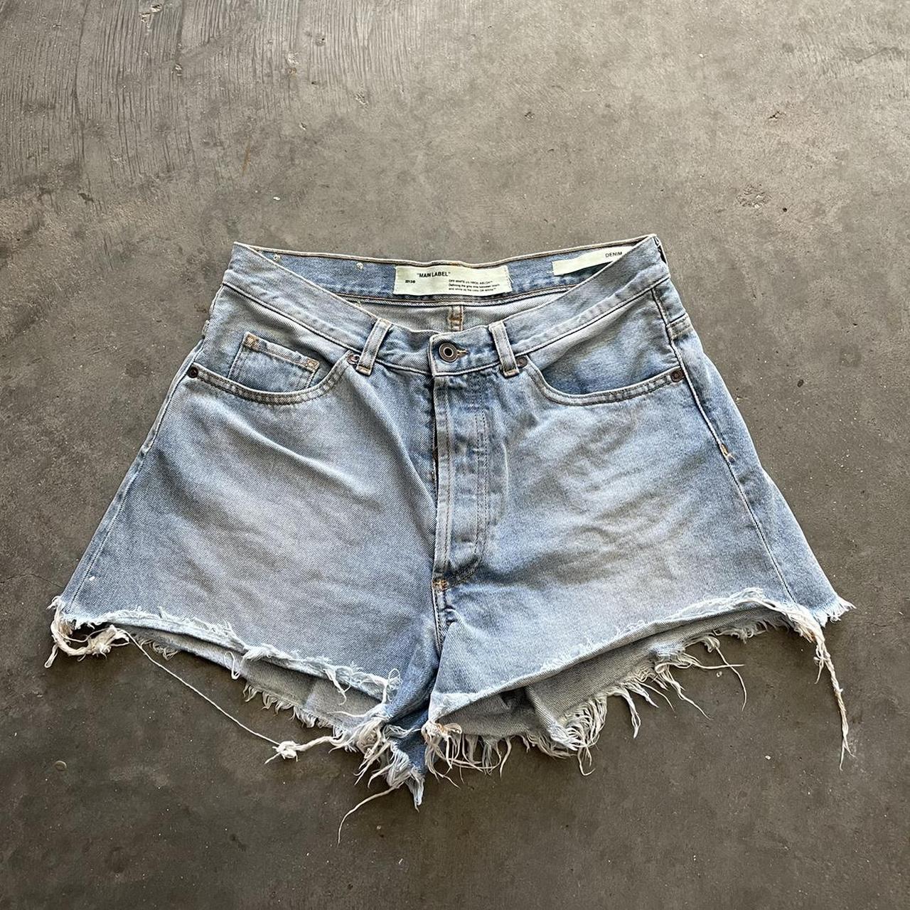 Off white deals denim shorts