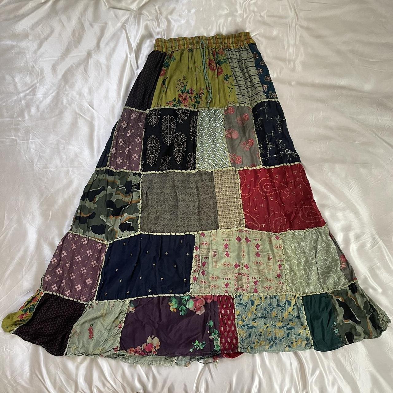 Patchwork Skirt Made in India Ankle Length Marked as... - Depop