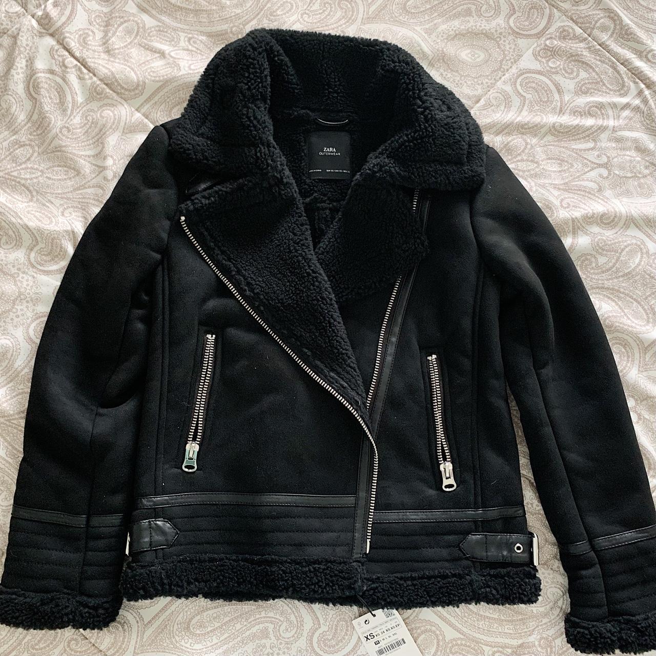 Contrasting faux fur jacket on sale zara