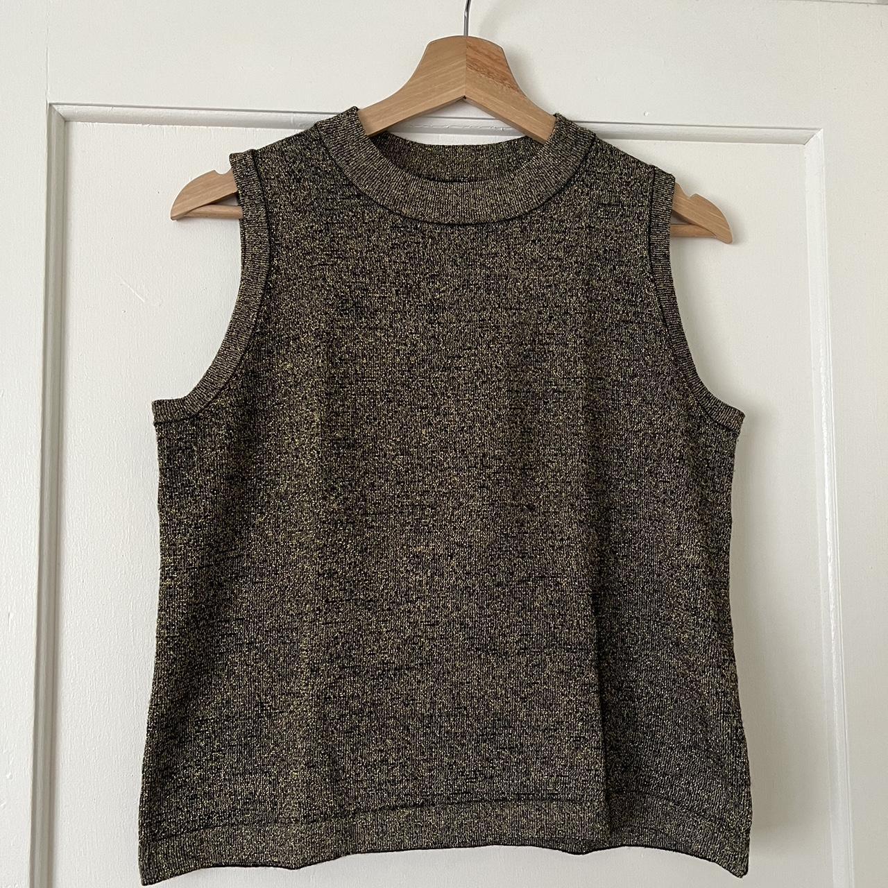Gorman gold knit vest size 12 75% merino 25% polyester - Depop