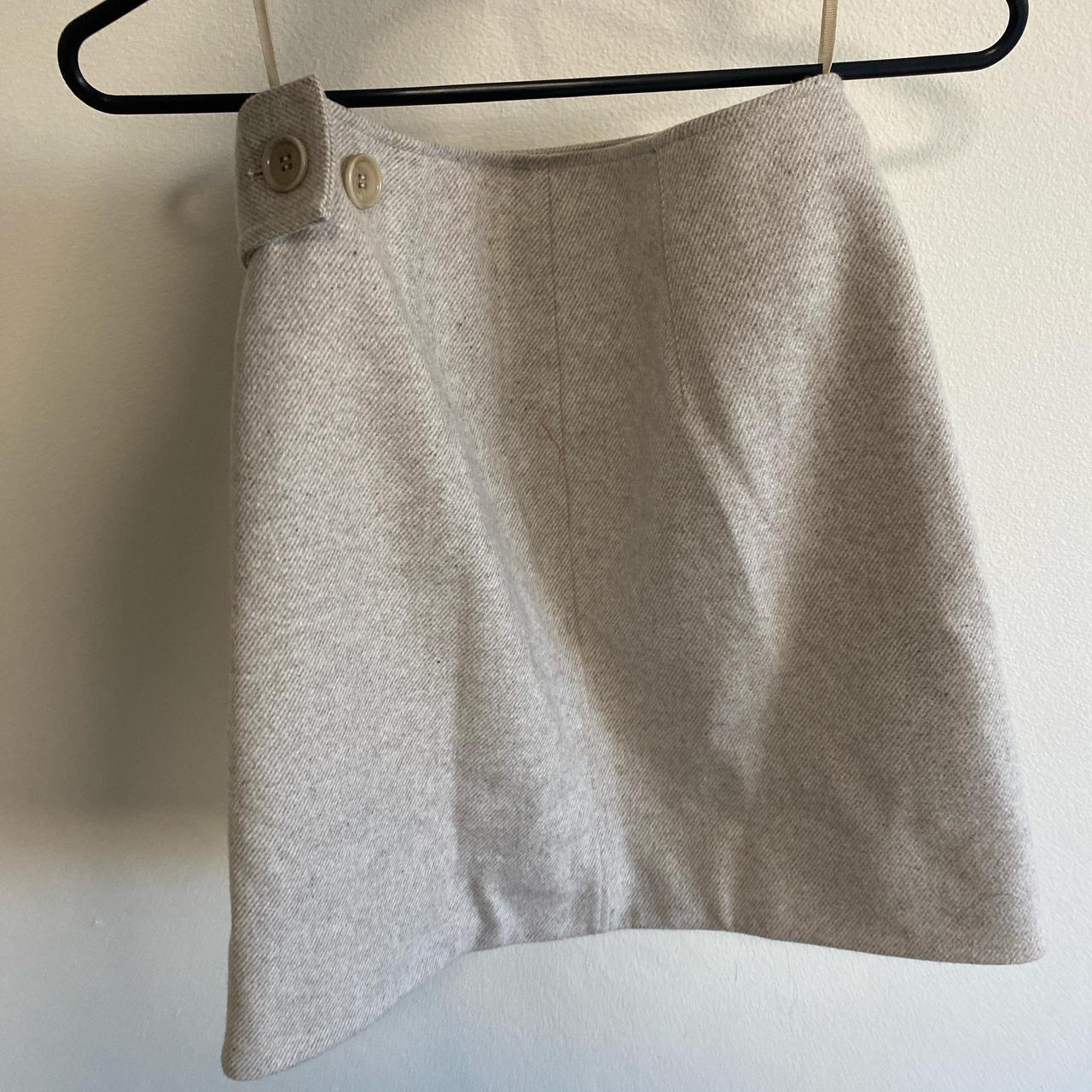 COS oatmeal wool and cashmere mini skirt Size EU... - Depop