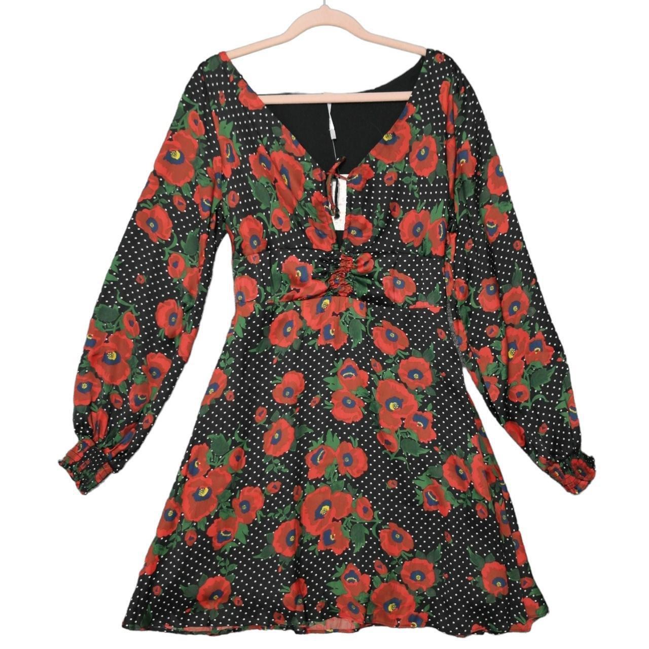 Free People Dress US 6 Mini Dot Poppy Floral Flare