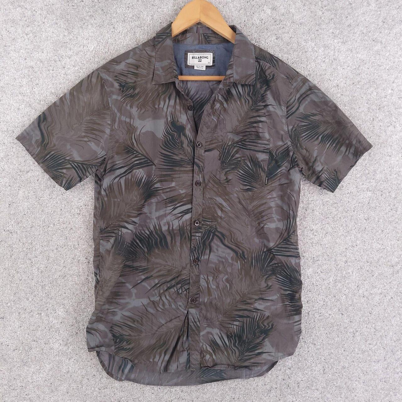 Billabong Button Up Shirt Men Medium M Gray Brown... Depop