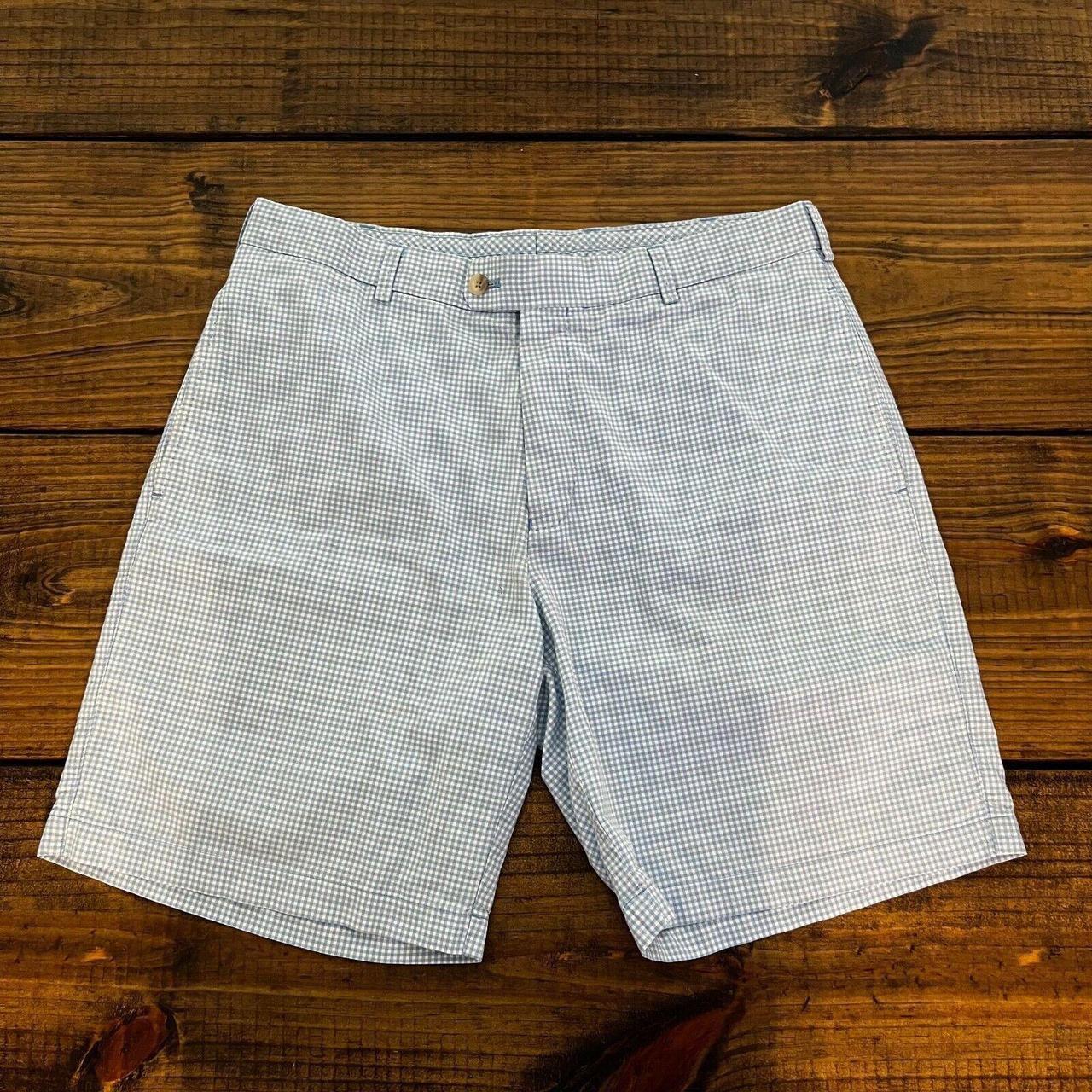 Peter Millar Men's White and Blue Shorts | Depop