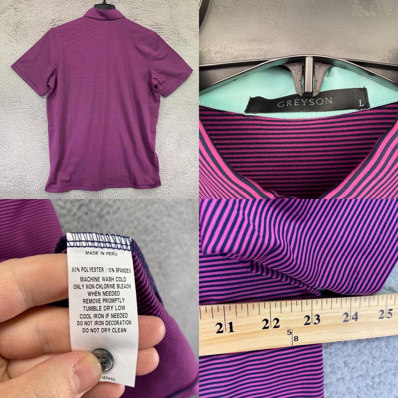 Greyson Polo Shirt Mens Large Purple Striped... - Depop