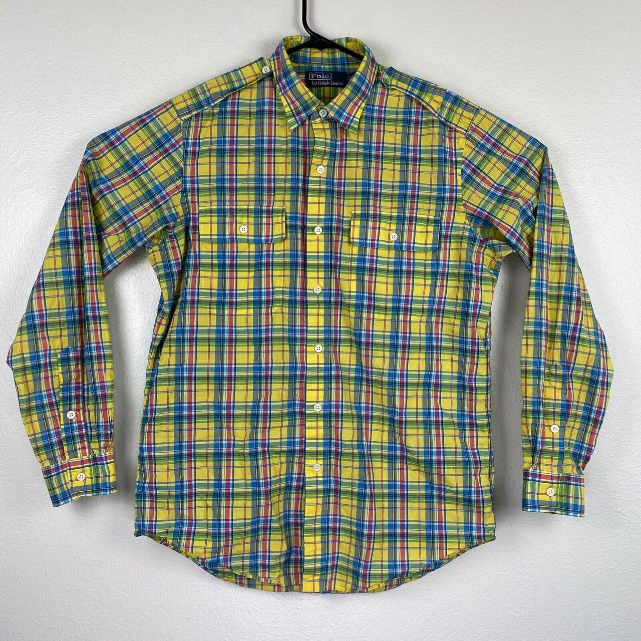 Polo Ralph Lauren Yellow Plaid Long Sleeve Button Up... - Depop