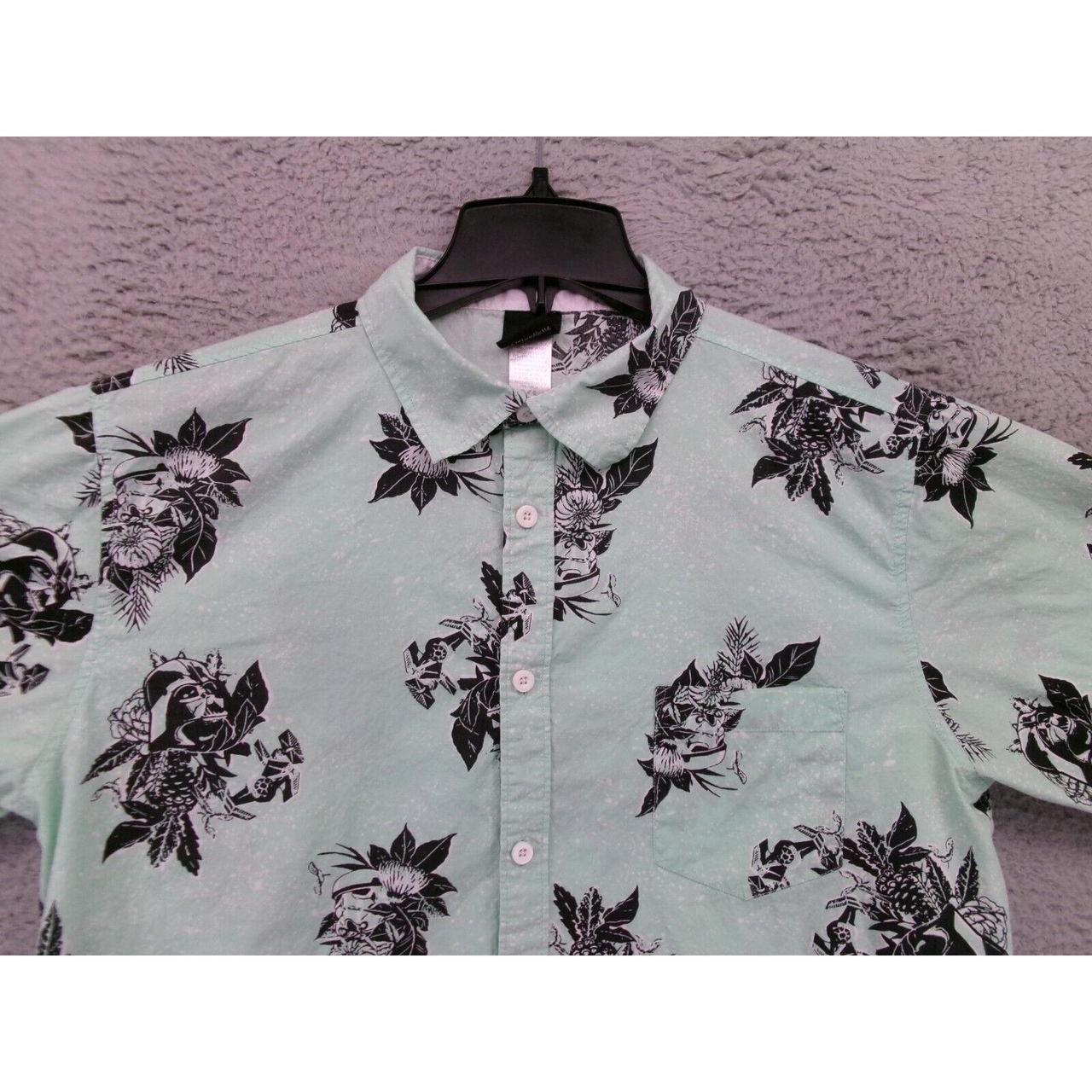 Star Wars Hawaiian Shirt Adult XL Green Floral Short - Depop