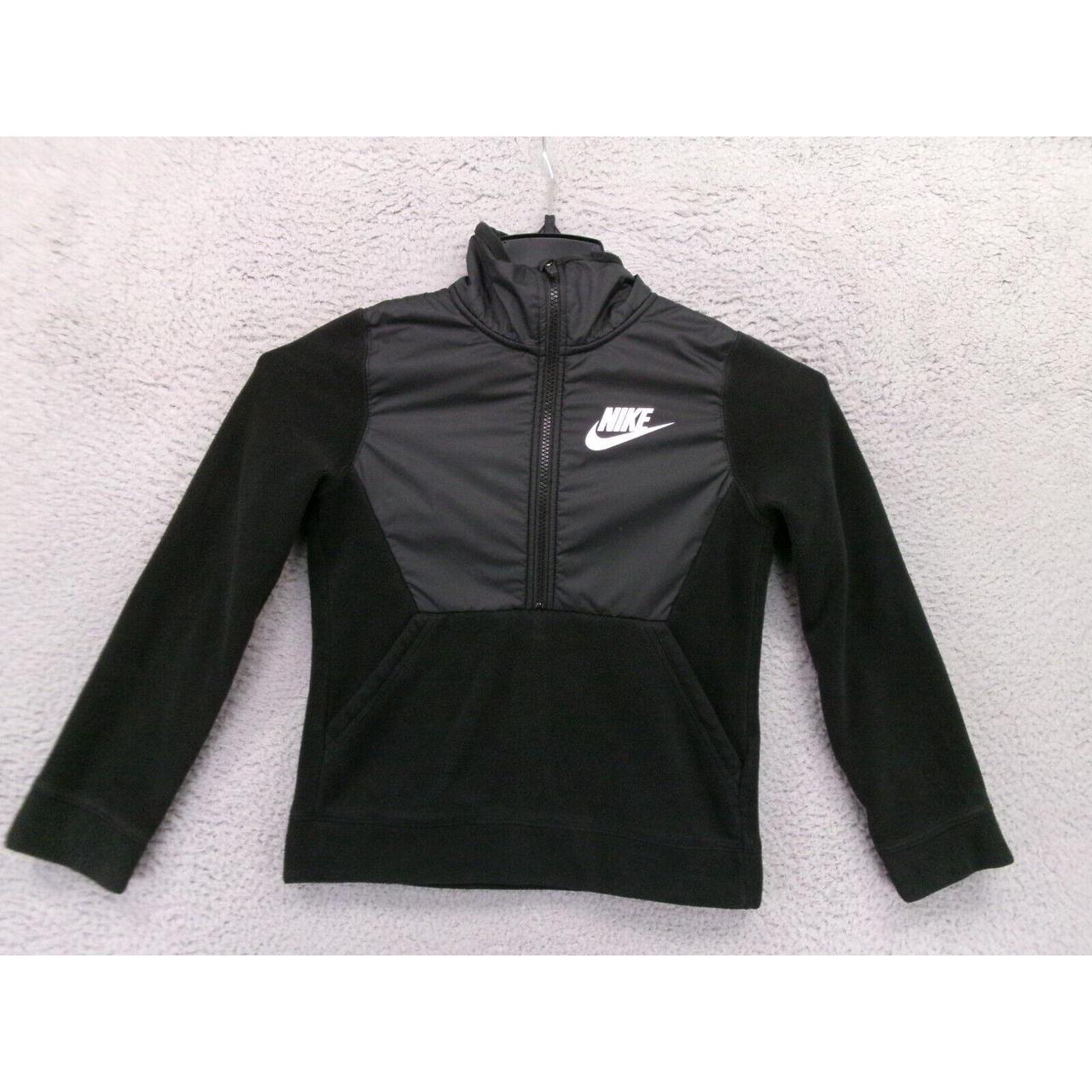 Nike Jacket Youth Boys Small Black Fleece 1/2 Zip... - Depop