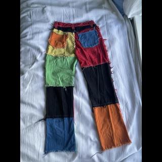 Coloured best sale patchwork jeans