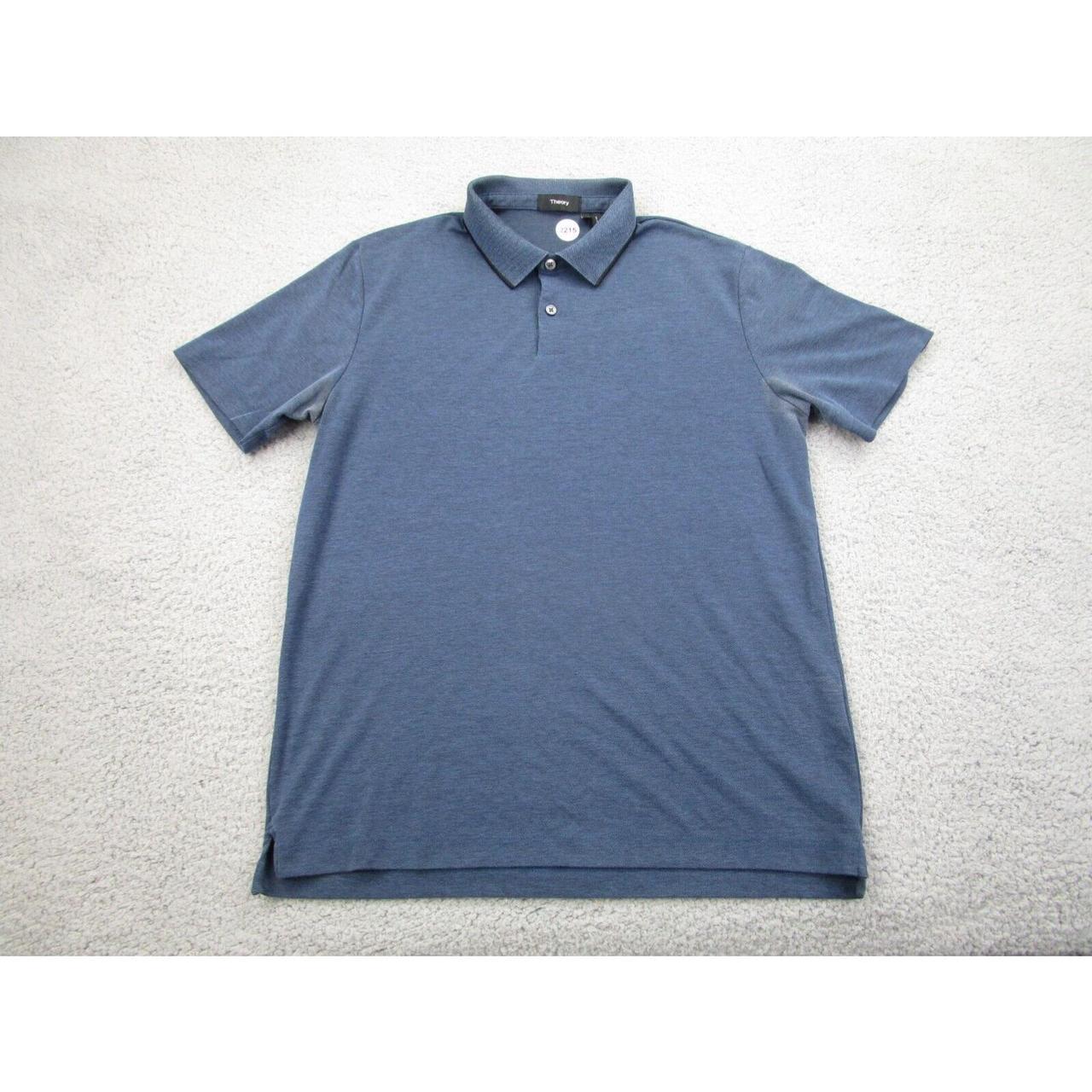 Theory Polo Shirt Mens M Adult Short Sleeve Blue... - Depop