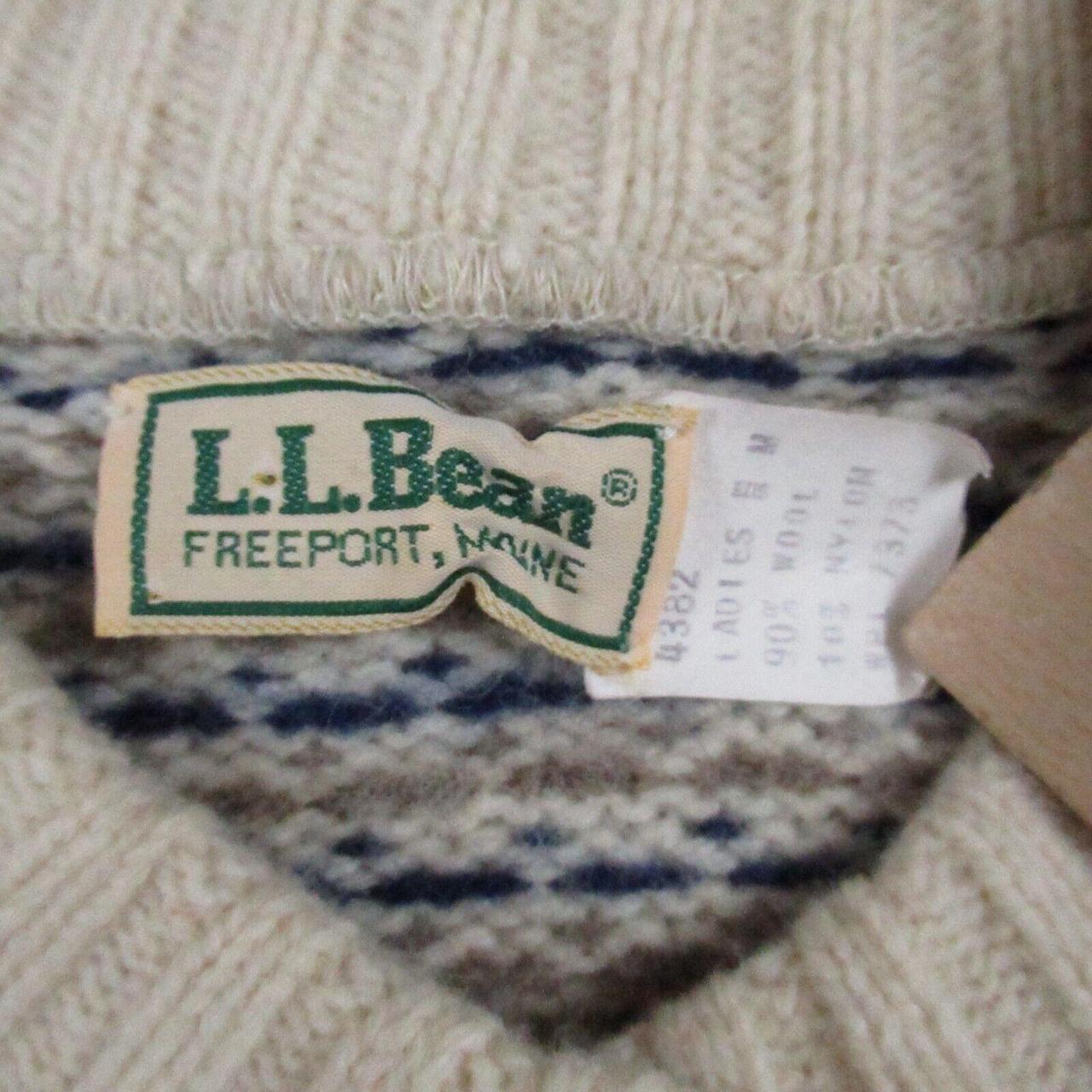 Vintage LL Bean Womens Cardigan Sweater M Beige Crew... - Depop