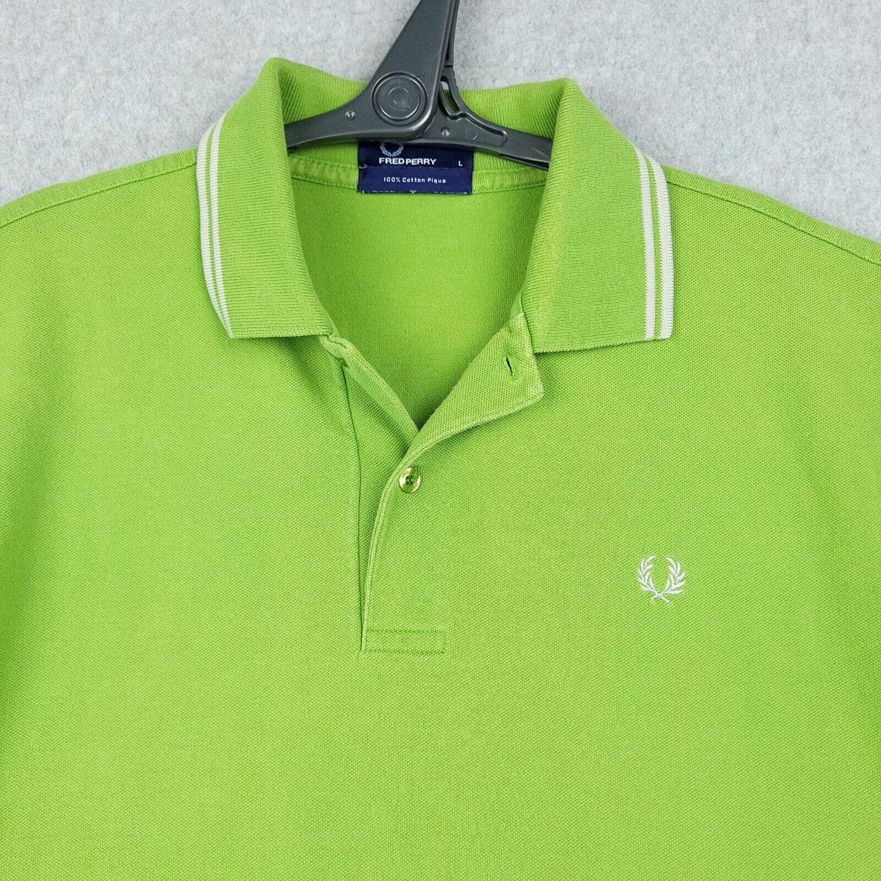 Fred Perry Polo Shirt Mens Large Green 100 Cotton Depop