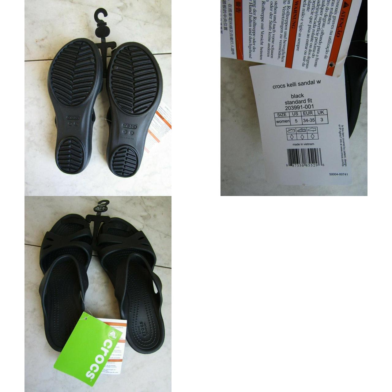 Crocs Women's Black Sandals | Depop