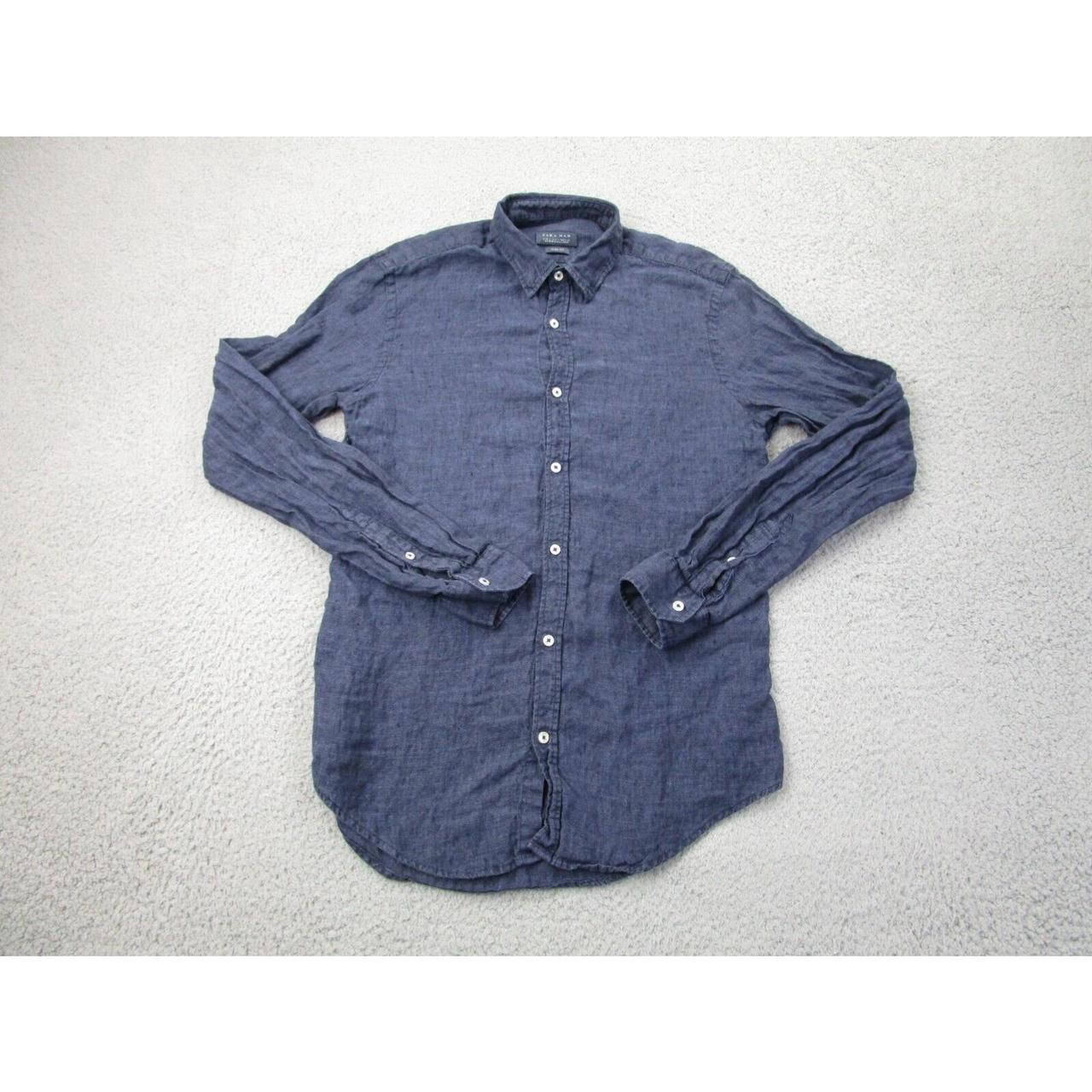 Zara Man Linen Shirt Mens S Slim Button-up Long... - Depop