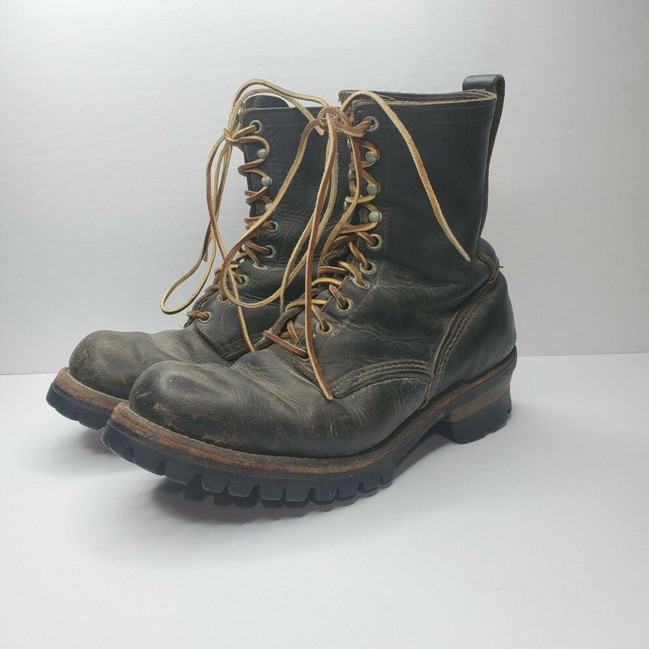 Vintage Red Wing Lineman Boots 511 Black 8C Logger... - Depop