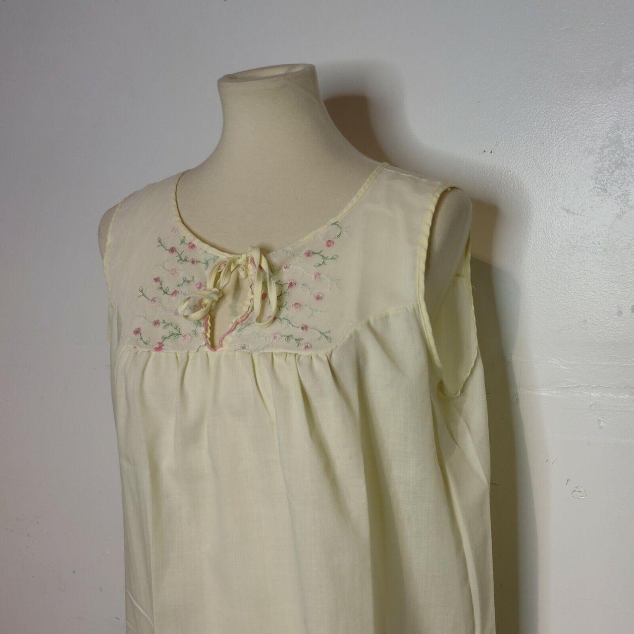 Vintage 80s Sears Pale Yellow Sheer Nightgown... - Depop