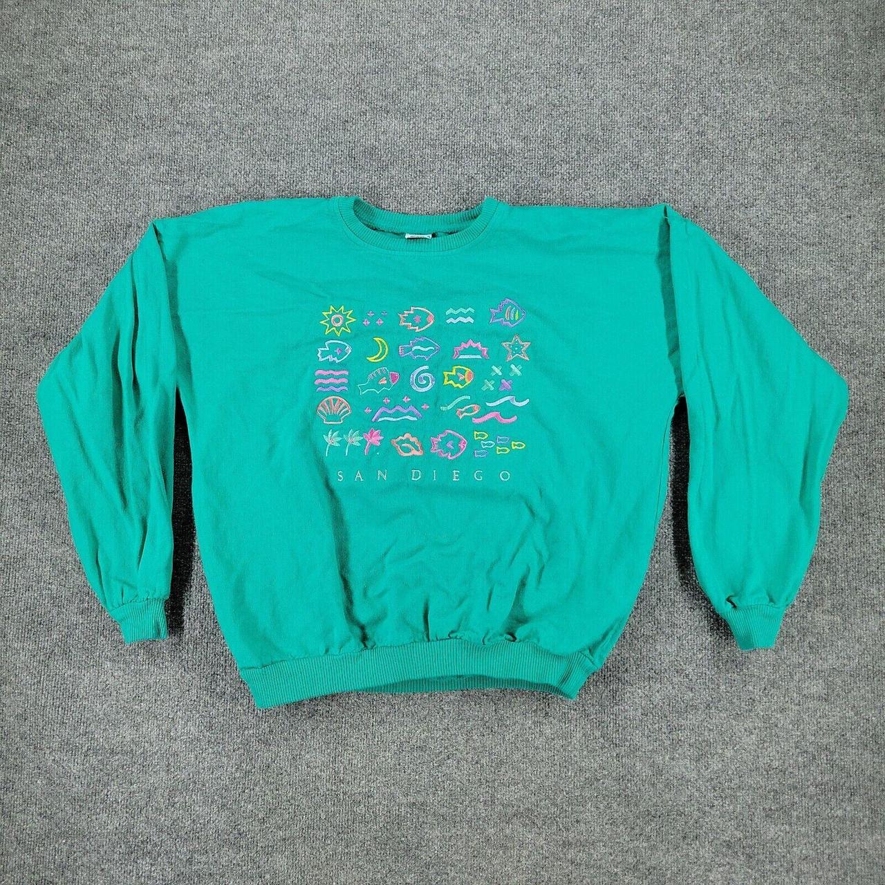 Vintage Crazy Shirts Sweatshirt Womens Large Green... - Depop