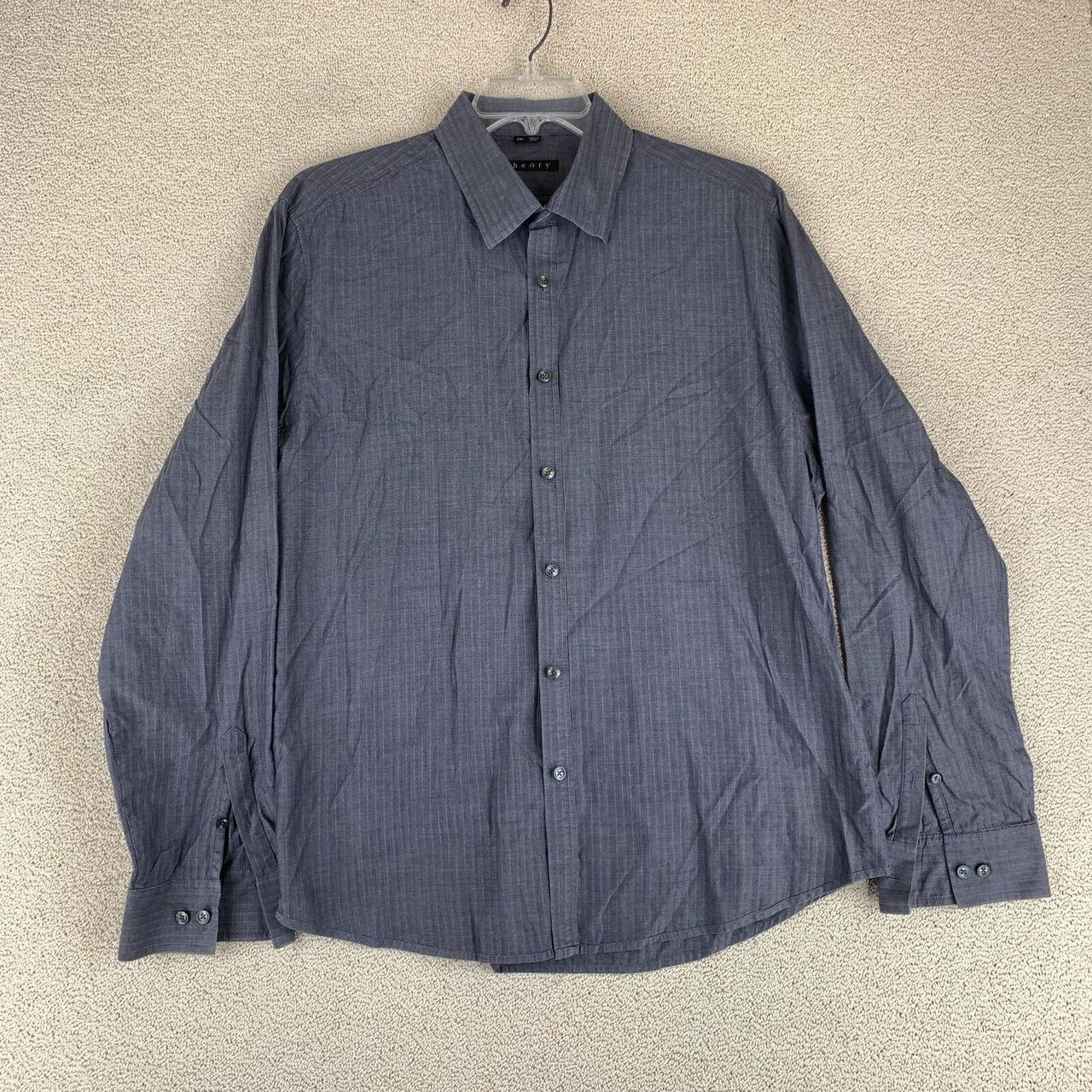 Theory Button Up Shirt Men's 2XL XXL Long Sleeve... - Depop