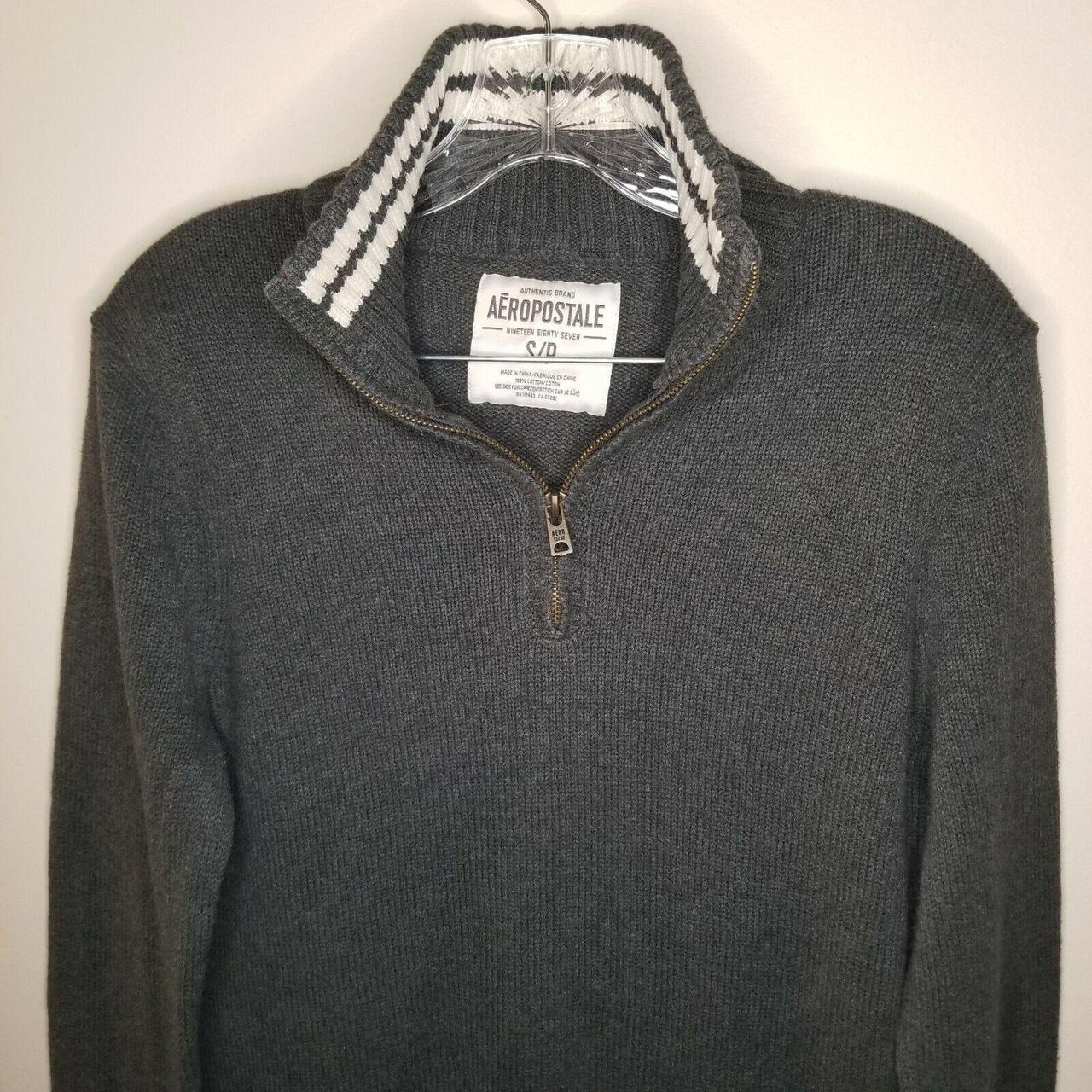 Aeropostale Mens Gray 1/4 Zip Pullover Sweater Size... - Depop