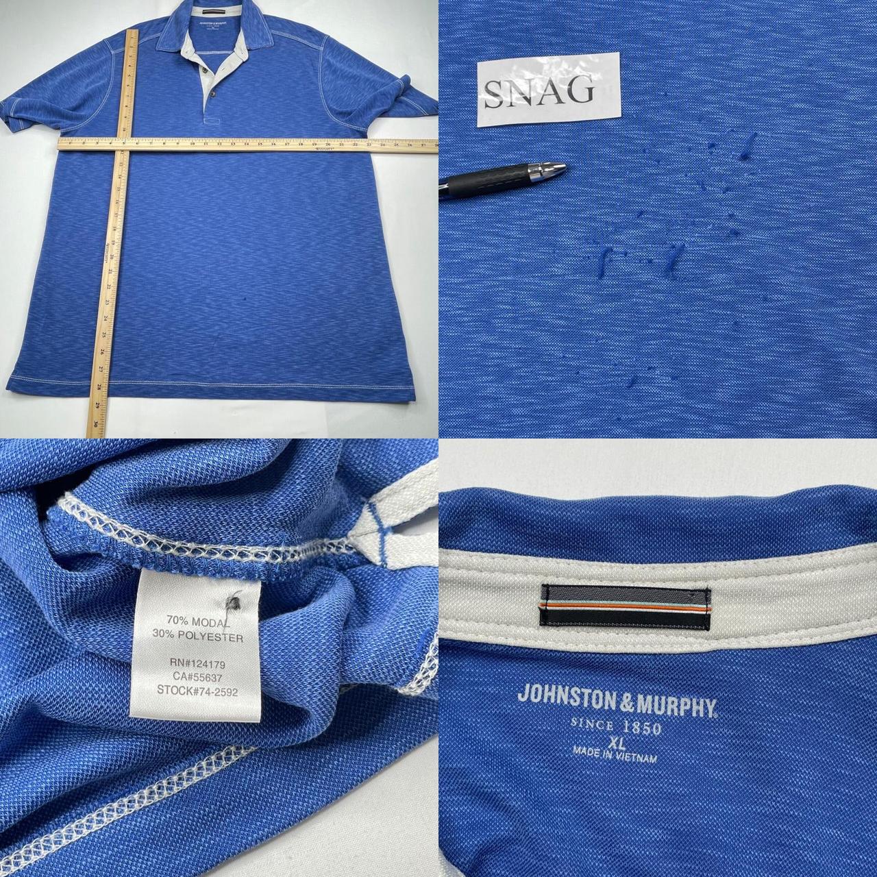 Johnston & Murphy Polo Shirt Mens XL Heather Blue... - Depop