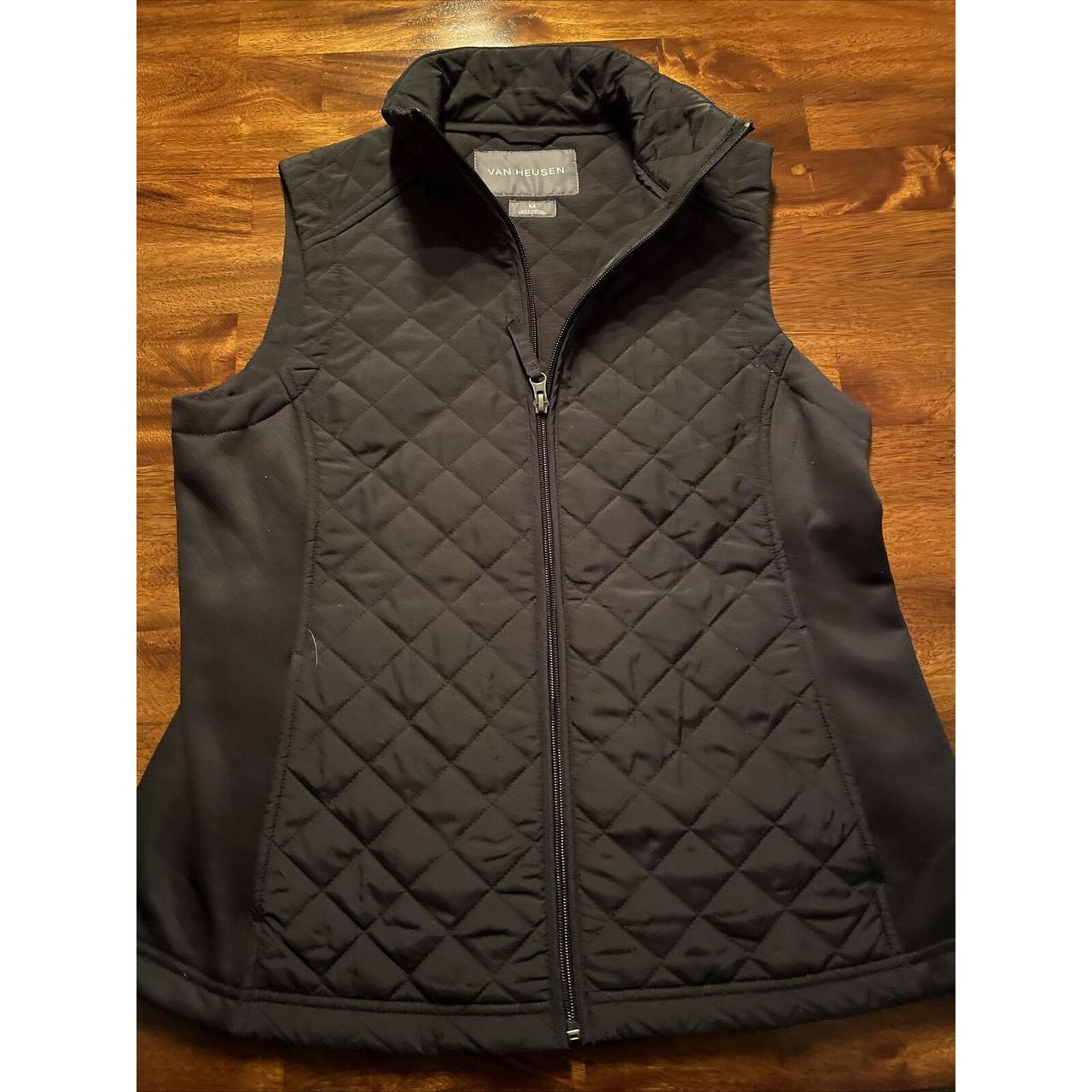 Van Heusen Quilted Vest Womens Medium Black Full Zip... - Depop