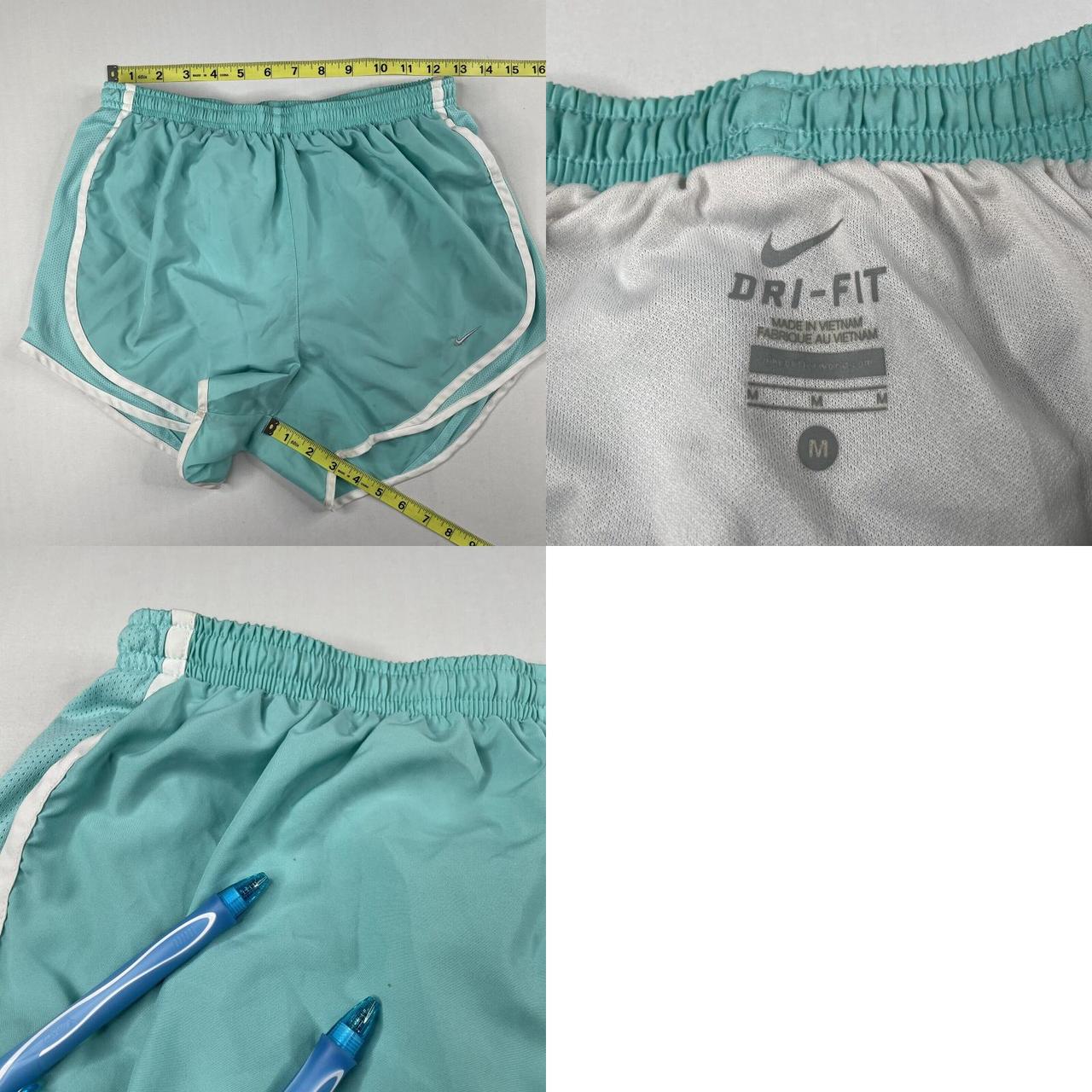 two tone blue nike dri-fit atheltic shorts teal and - Depop