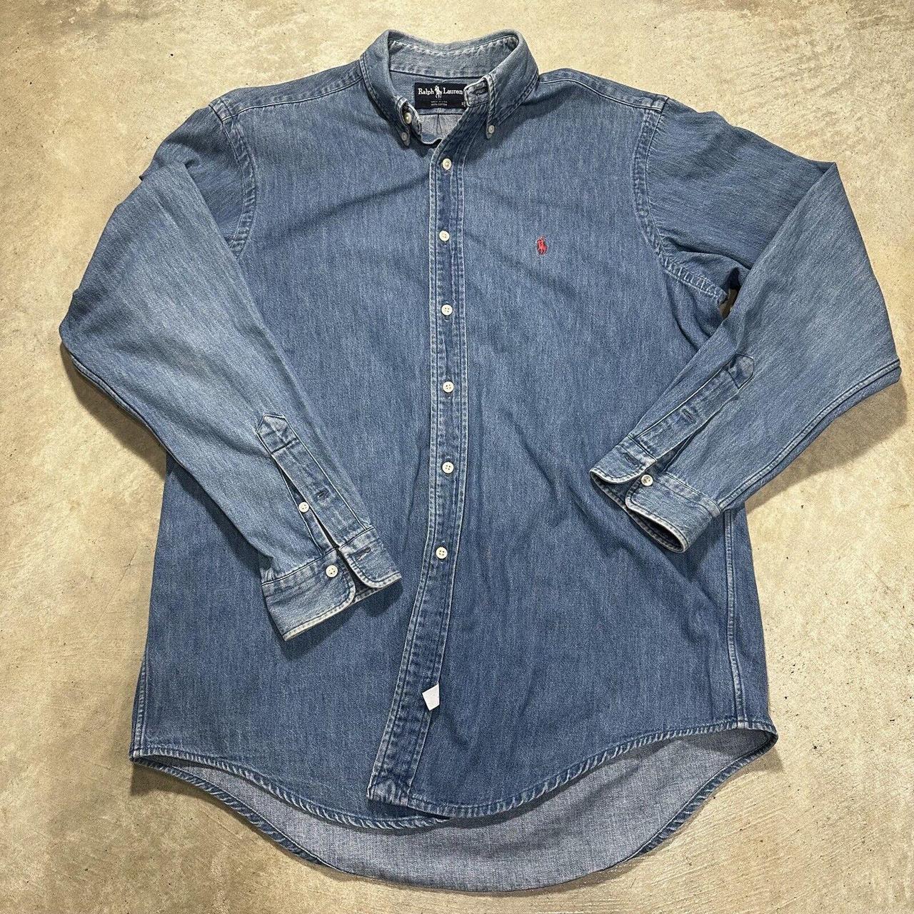 VTG Ralph Lauren denim shirt Chambray L/S Button Up... - Depop