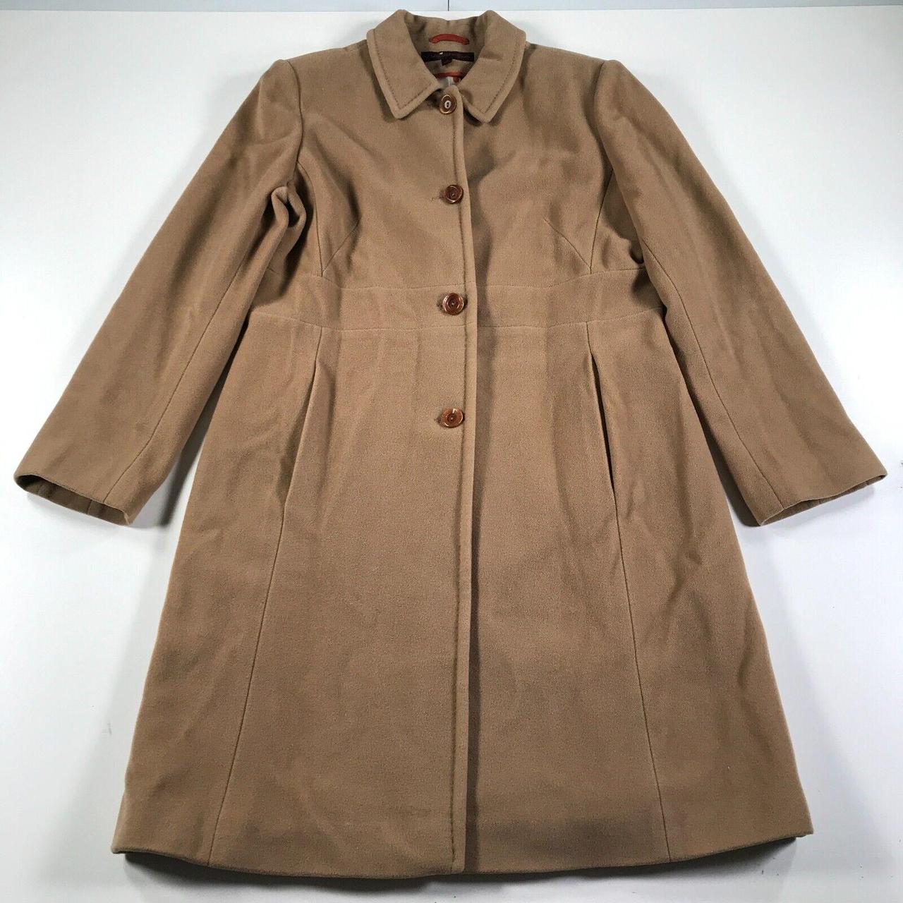 Via Spiga Car Coat Womens 12 Tan Brown Wool Button... Depop