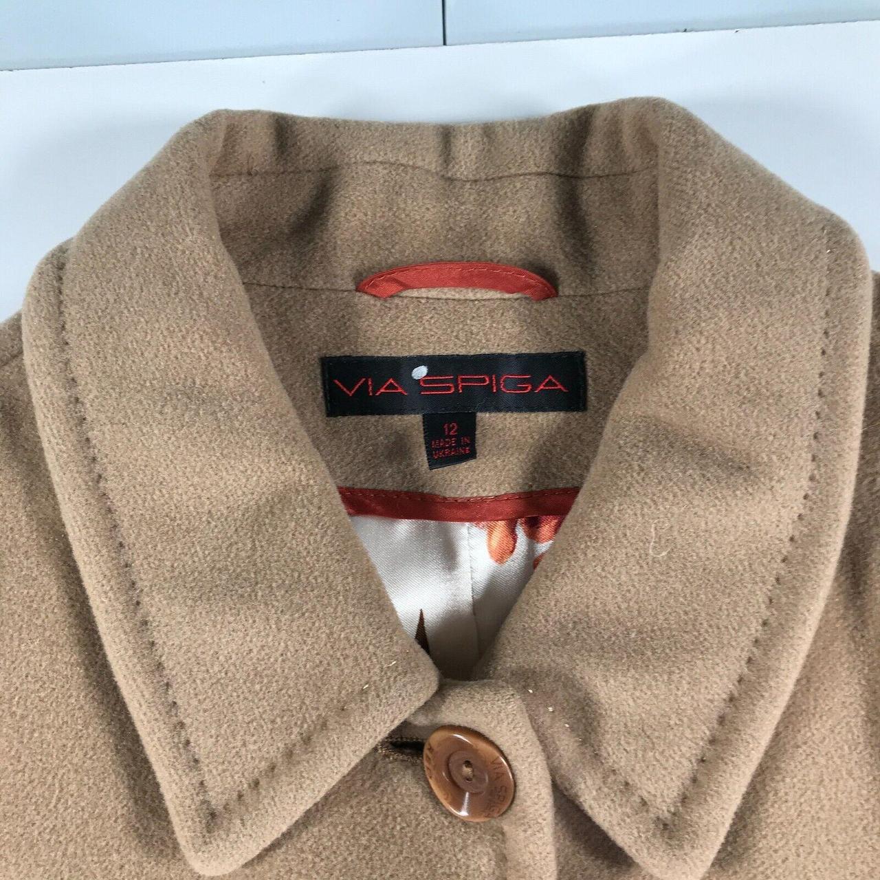 Via Spiga Car Coat Womens 12 Tan Brown Wool Button... Depop
