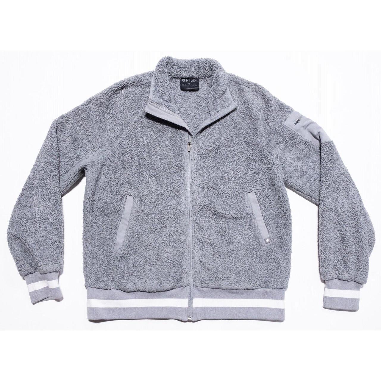 FIGS Sherpa Jacket Women's Medium Gray Full Zip... Depop