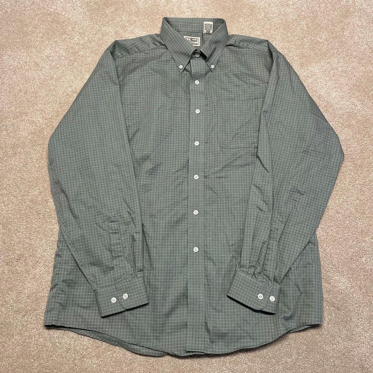 LL Bean Button Down Shirt Men Large Adult Green... - Depop