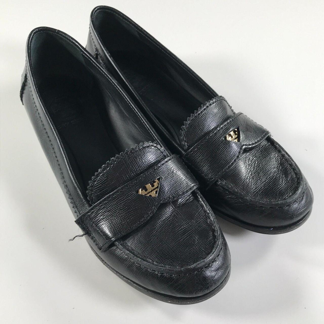 Tory Burch Women's Gold and Black Loafers | Depop