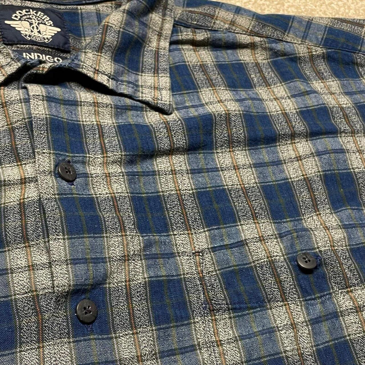 Dockers Button Down Shirt Men Large Indigo Plaid... - Depop